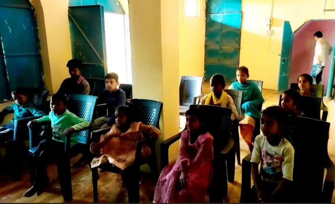 Children at a study session